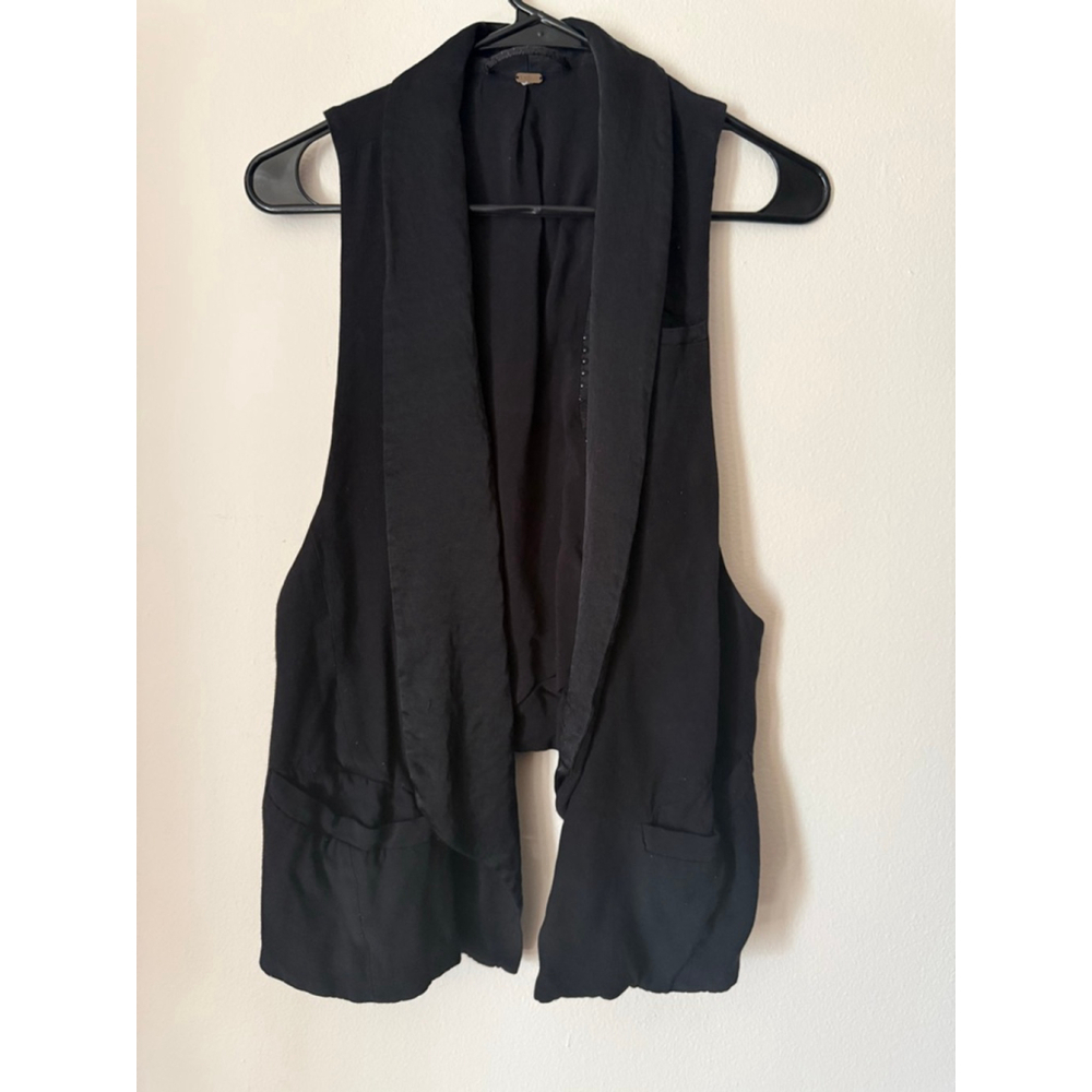 Women's Free People Black Drape Front Vest S